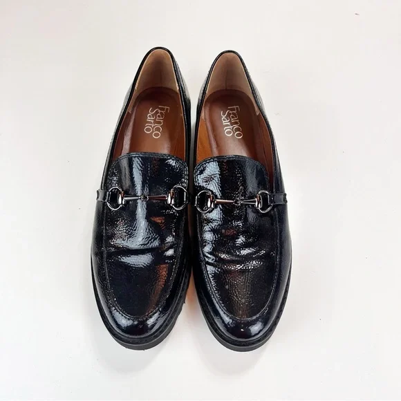 Franco Sarto Cason Loafer Size 9.5M Faux Patent Leather Bridle Bit Lug Sole - Picture 3 of 9